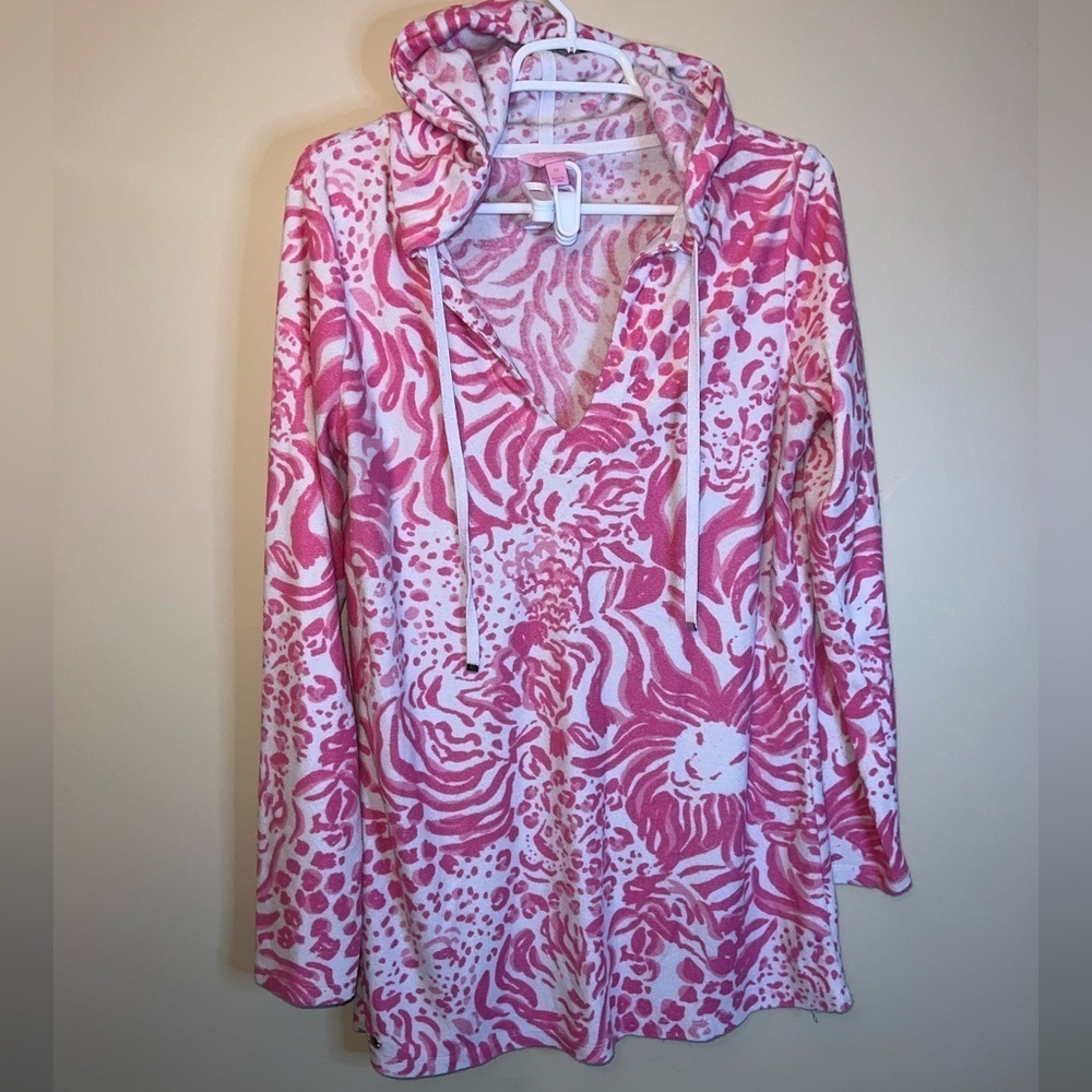 Lilly Pulitzer Pink and White Floral Swim Coverup